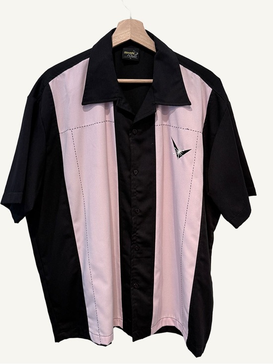 RockSteady Atomic Retro Bowling Shirt Pink Black Rockabilly XL